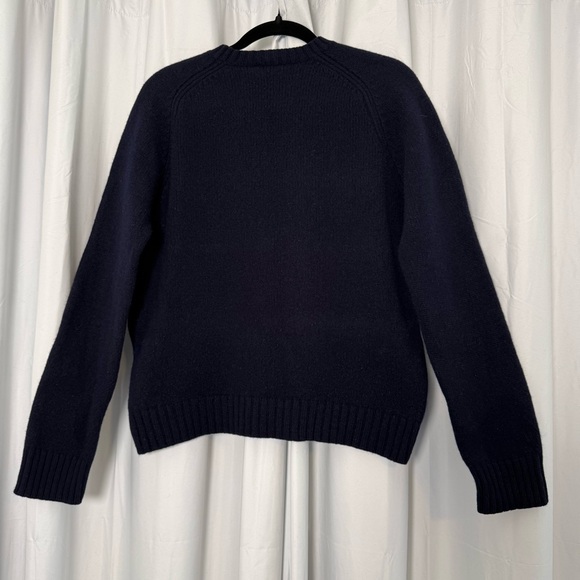 J.Crew 100% Lambswool Sweater Women’s Medium Navy Raglan Knit - Picture 4 of 10